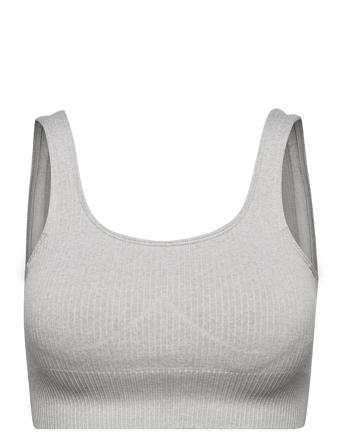 Light Grey Melange Ribbed Seamless Bra Lingerie Bras & Tops Sports Bras - ALL Grå AIM'N