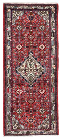Hand Knotted Persian Asadabad Rug 85X205 Dark Red/Black