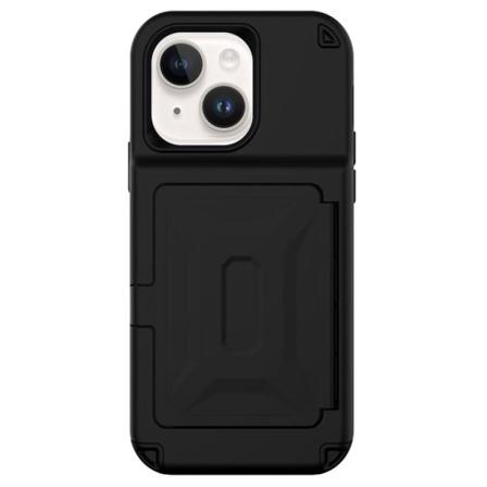 Iphone 14 Plus Skal Korthållare Mirror Kickstand - Svart