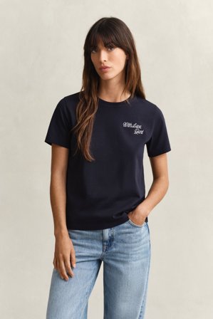 GANT Damen Graphic T-Shirt (L) Marineblau