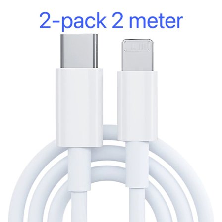 Nytt 2-pack Laddare kompatibel med iPhone - USB-C - Kabel / Sladd - 20W - 2m - Snabbladdare Vit