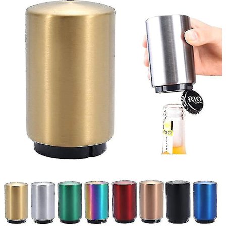 Magnetisk flaskeåpner. Automatisk flaskeåpner i rustfritt stål. Trykk-trekk