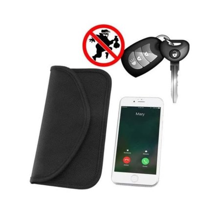 Signal- og radioblokkerende etui for telefoner, bankkort m.m. Svart