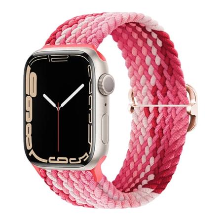 Flätad ögla för Apple watch Rem 44mm 40mm 45mm 41mm 42mm 38mm 49mm Elastiskt Solo armband iWatch series 9 se 7 5 6 Ultra2 Band 20.Strawberry 38mm 40mm