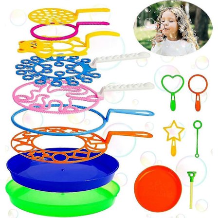 Saippuakuplasetti, 15 kpl Iso saippuakuplaleikkisetti tarjottimella, suuri saippuakuplien tekosetti lapsille, kesälelu [D]