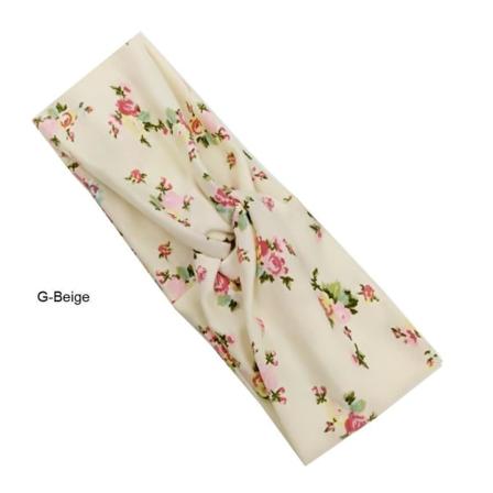 Håndsydd Floral Stretch-hodebånd (9 fargevalg) G-Beige