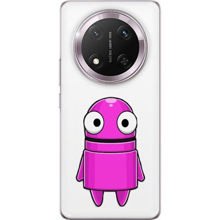 Yhteensopiva Puhelinkuori Honor Honor Magic7 Lite Roosa piirretty hahmo, jossa pyöreä muoto ja suuret silmät tummalla taustalla