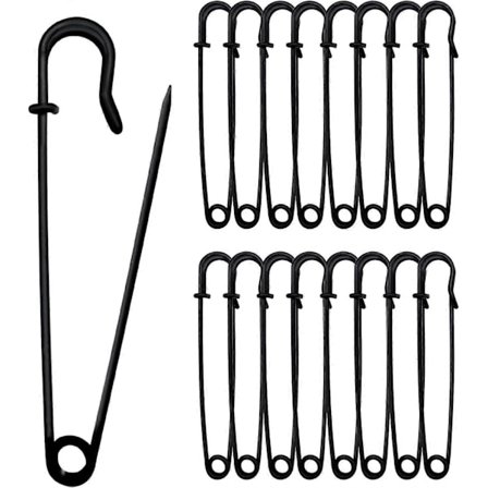 15 stk. (Sort) Sikkerhedsnåle 10 cm Store sikkerhedsnåle, Store sikkerhedsnåle til tøj, læder, lærred, håndværk, nederdele, kilte, ekstra brede 