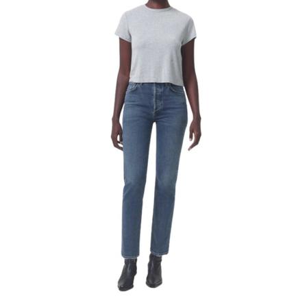 Agolde, Straight Jeans Blauw, Dames, Maat:W25,elastaan