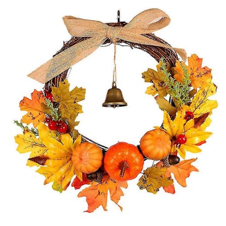 Höstkrans med lönnlöv, konstgjord höstkrans för ytterdörr, konstgjord höstkrans, höstkrans med lönnlöv, lämplig för jul