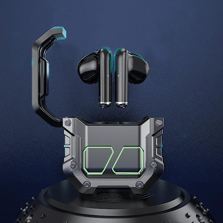 LED-andningslampa Kontrollerad Metall Mekanisk Flip Elektronisk Auktion Brusreducerande Bluetooth-headset FAN0536(Svart)