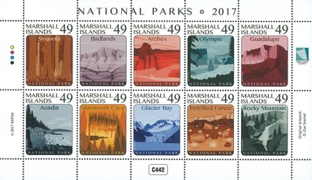 Marshall Øerne - Nationalparker - Postfrisk 10-ark