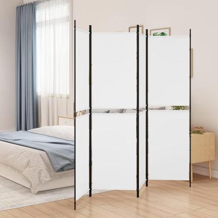 Vidaxl Rumsavdelare 4 Paneler Vit 200x180 Cm Tyg Vit