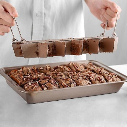 Brownieform med skillevegger - Rask oppvarming, bakeform i karbonstål med non-stick - 3-delt sett med avtakbar bunn - 18 spor brownieskutter - K