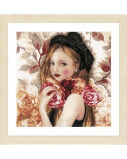 Broderikit Billede Pigen & Roserne - Lanarte