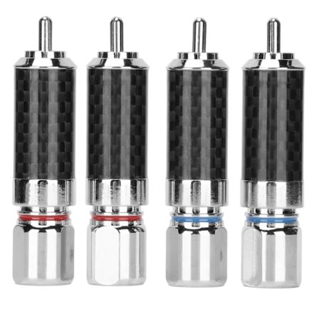 4 stk. RCA-stik, messing, forkromet, lodde-RCA-stik, der kan rumme op til 10 mm ledningsdiameter