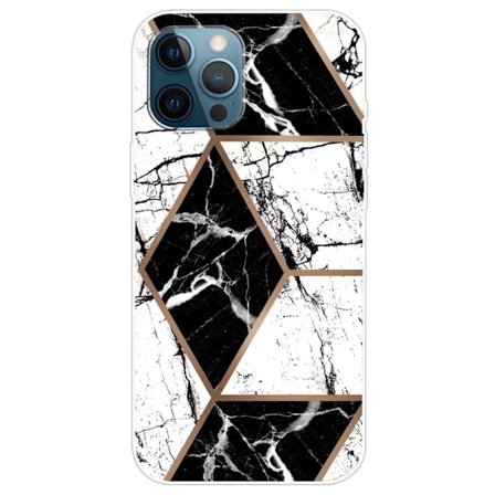 Marmormotiv iPhone 14 Pro Max skal - Svart Och Vit Diamant