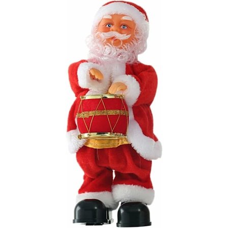 Syngende og dansende julemand, der går og spiller tromme, julemand legetøj, elektrisk musikalsk julefigur, dukkedekoration, gave til jul N