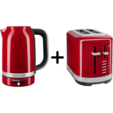 Kitchenaid 5KMT2109 Brödrost + 5KEK1701 Vattenkokare, röd | Köksmaskiner > Vattenkokare | Bagaren och Kocken