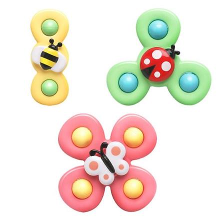 3-pakkaus vauvan imukuppi pyörivä huippulelu Fidget Spinner kylpylelu