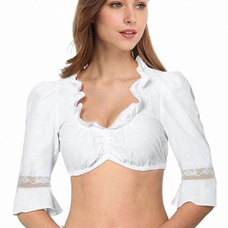 Elegant Blonde Dirndl Bluse til Kvinder til Oktoberfest, Sort Top i Traditionel Stil