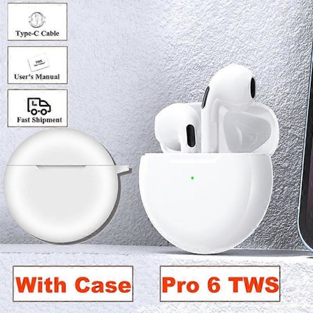 Pro6 TWS Trådløse Hodetelefoner med Mikrofon Bluetooth Øretelefoner Sport Løping Ørepropper for Apple iPhone Xiaomi Pro6 Ørepropper