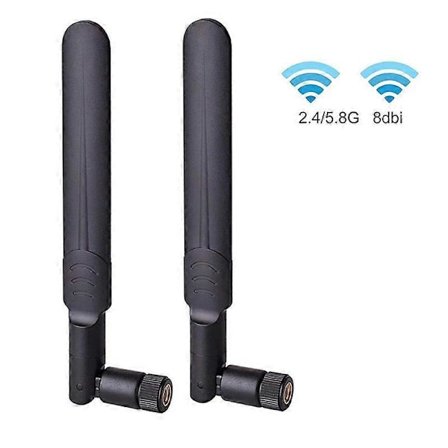 WiFi Antenn Dubbelband 2.4GHz 5GHz 5.8GHz 8dBi SMA Hane Antenn (2-pack) för Trådlös IP-kamera Videoövervakning