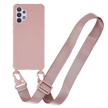 Tyndt TPU-etui med mat finish og justerbar strop til Samsung Galaxy A32 - Dyb Pink