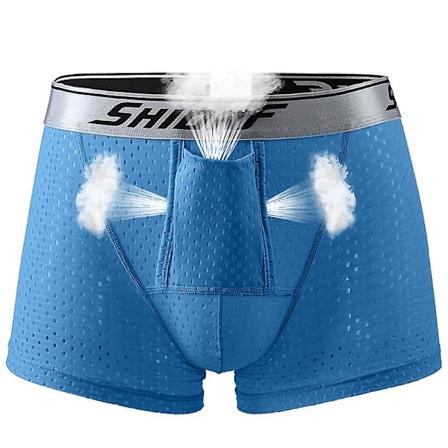 Sexy herreundertøy Herre Is Silke Boksershorts Truser U Konveks Pung Separering Ultra Tynn Pustende Boksere mesh navyblue xl
