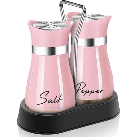 Rosa Salt- og Pepperbøsser Sett med Holder, 120 ml Kjøkkendekor og Tilbehør Hjemmeartikler Søte Husholdningsartikler for Morsdagen