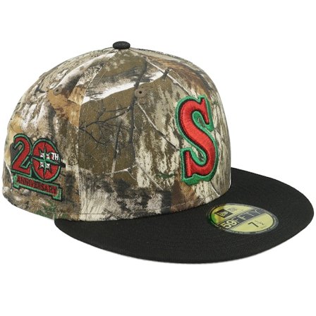 New Era - MLB Camo fitted Caps - Seattle Mariners Camping Pack 59FIFTY 20th Anniversary Real Tree/Black Fitted @ Hatstore