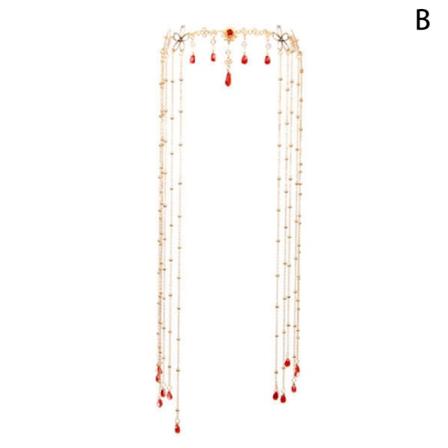 Vintage hårpynt stil mode legering Rhinestone Kæde Tassel B