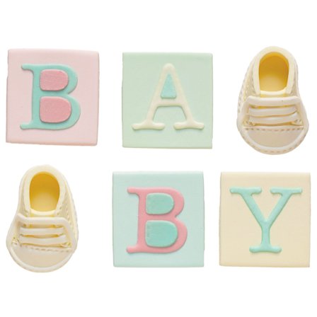 Sokerikoristeet Baby Shower Värisekoitus 6-kpl