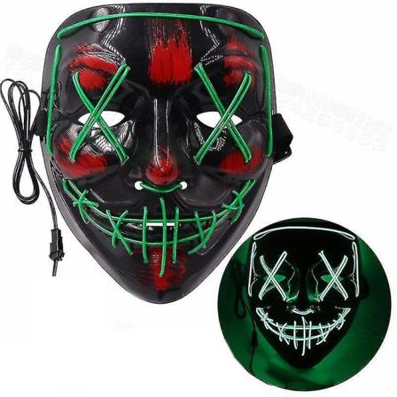 Stitches Skummel LED-maske Halloween Cosplay Kostymemaske Lys Opp Festival Party green