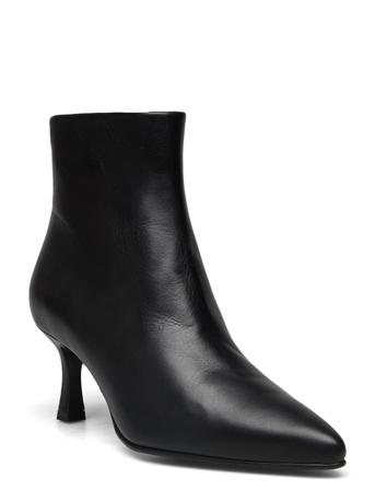 Slfclara Leather Boot Shoes Boots Ankle Boots Ankle Boot - Heel Svart Selected Femme*Betinget Tilbud