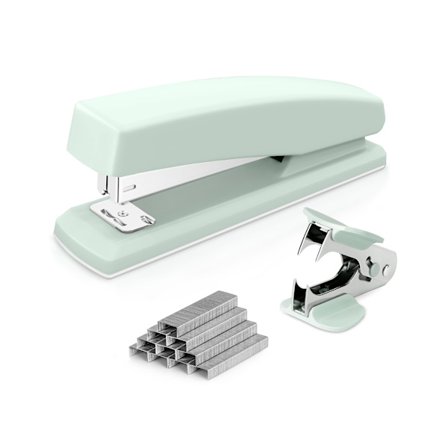 Hæftemaskine til skrivebord - 25 arks kapacitet, inkluderer 1000 hæfteklammer & hæfteklammerfjerner, roterende ambolt til midlertidig/permanent 