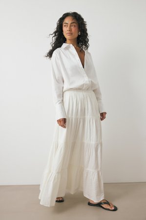 NA-KD A-linjeformad maxikjol i bomull - A-linje Kjolar - Vit - EU 44