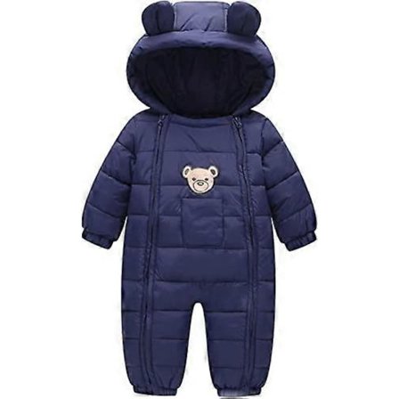 Baby Romper Snødress Nyfødt Hette Vinter Jumpsuit Spedbarn Dobbel Front Glidelås Varm Onesie Antrekk, 100cm