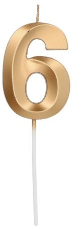 Sifferljus Guld metallic "0-9" Siffra 6