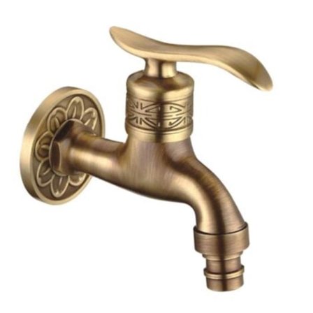 Kallvattenkran Antik Mässing Väggmonterad Spakhandtag Tvättmaskin Kran 01