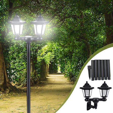 Solcellslampor för utomhusstolpar, vägglampa utomhus, dekorativ golvlampa vintage för uteplats, trädgård, bakgård, fram-/bakdörr, två stolplyktor 