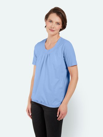 BRANDTEX - Kortærmet T-shirt - Lys Blå - Elastik i Taljen