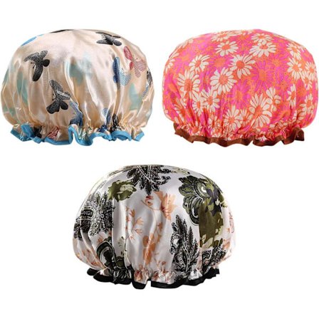 3-pack Dubbla Lager Duschmössa Vattentät Elastisk Badmössa för Kvinnor Dusch Spa Salong