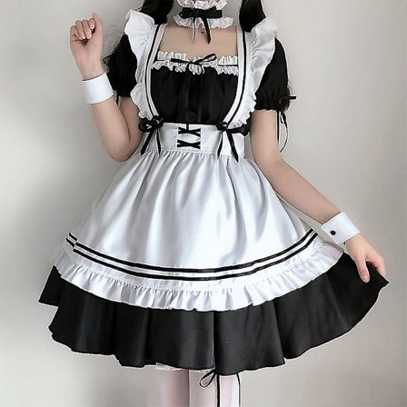 2022 Sort Sød Lolita Maid Kostumer Piger Kvinder Dejlig Maid Cosplay Kostume Animationsshow Japansk Outfit Kjole Tøj