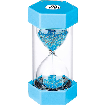 Timeglas Sand Timer 60 Minutter: Plastik Sandur, Kæmpe Blå Sandur, Arena 60 Min