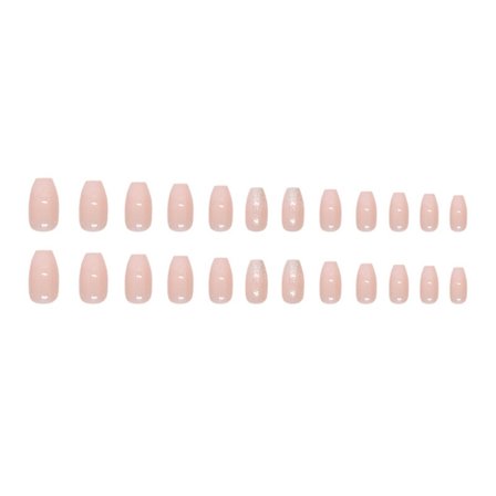 Fransk Press-on Nagel med Glitterpuderdesign Glansiga Nageltillbehör 24 st