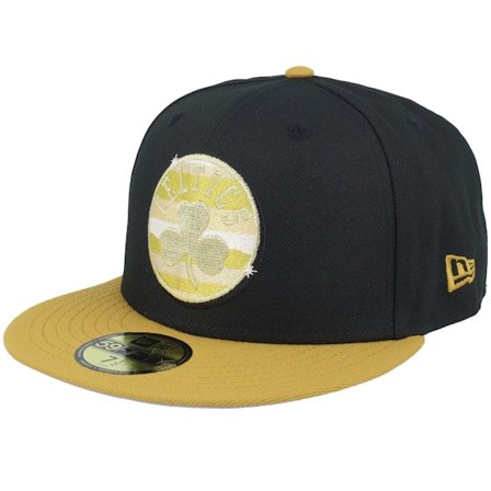 New Era - NBA Black fitted Czapka Z Daszkiem - Boston Celtics 59FIFTY Day Black/Gold Yellow Fitted @ Hatstore