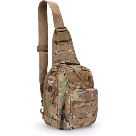 Ulkoiluun sopiva taktinen olkalaukku, sotilaallinen rintalaukku miehille ja naisille (CP Camo)
