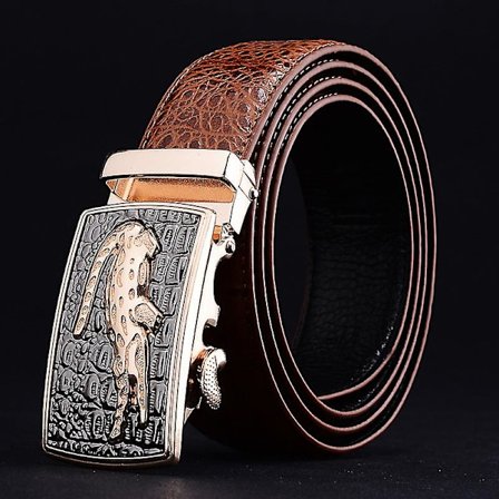 Herrebælte i ægte læder, krokodillemønster, herrebælte, engrosbælte med automatisk spænde til bukser