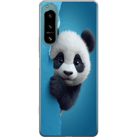 Kompatibel Mobilcover til Sony Sony Xperia 5 IV Sød panda, der kigger gennem papir i en blød 3D-illustration